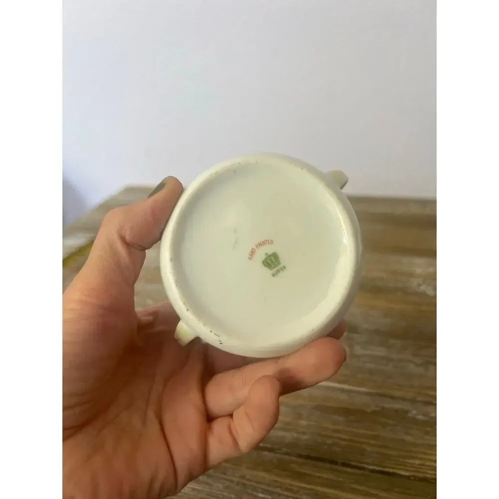 Vintage Nippon Sugar Bowl‎ Cottagecore Grandma Flowers White made in Japan
